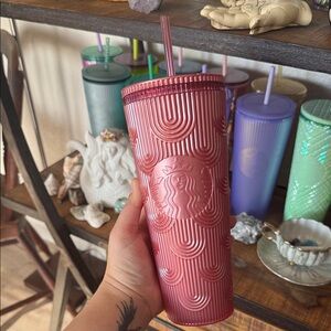 Starbucks 24oz Rose Colored Tumbler with Straw